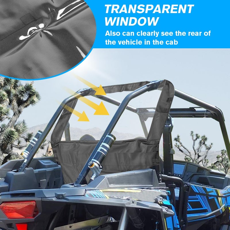 MFC Middle Clear Rear Window Windshield Compatible With For UTV Polaris RZR 900 1000 XP 4 Turbo Trail EPS 2014-2022 Soft Full Rear Windscreen Back Cover - Image 3